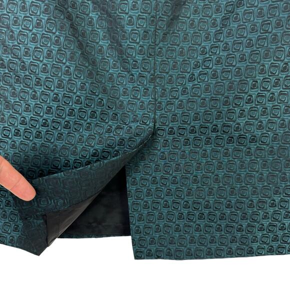 Doncaster Collection Teal & Black Textured Geometric Knee Length Pencil Skirt - Picture 5 of 7